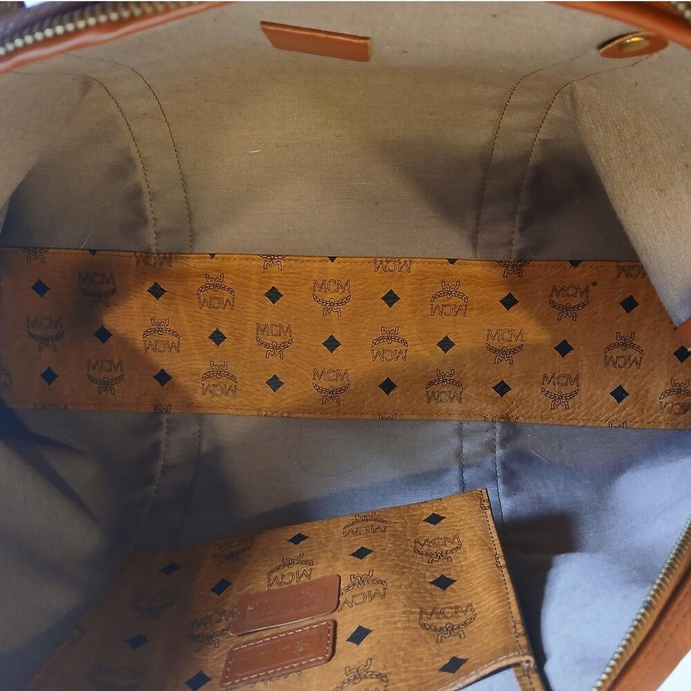 Authentic MCM Visetos Vintage LG Dome Shoulder Bag Cognac Monogram MSRP $1,450 - Picture 2 of 16